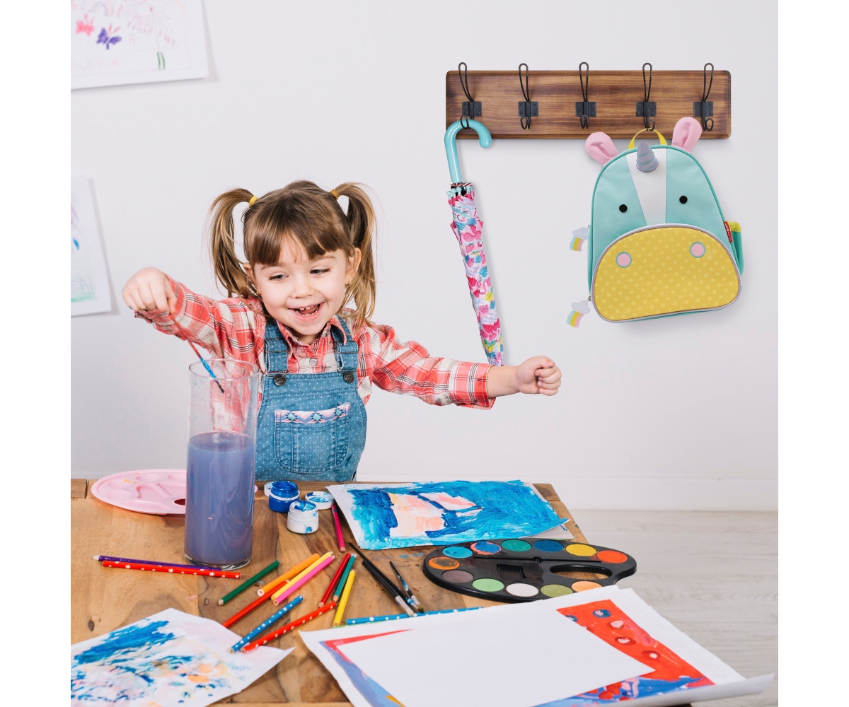 Rustic Coat Rack With Hooks -Wall Mount Coat Rack - Solid Pine Wood Entryway Hanger - Farmhouse Coat Rack For Kitchen, Bedroom