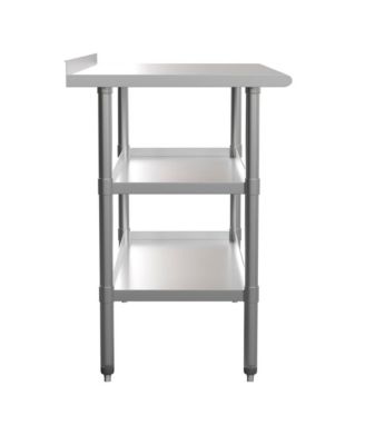 Nsf Certified Stainless Steel 18 Gauge Work Table With 1.5" Backsplash And 2 Undershelves
