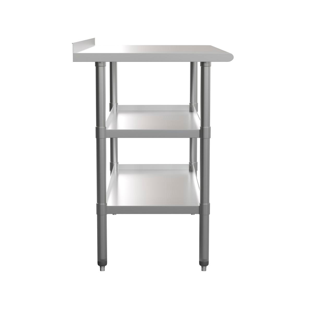 Nsf Certified18 Gauge Work Table With Backsplash And 2 Undershelves - Stainless steel
