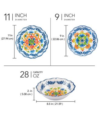 Flores 12 Pc Dinnerware Set, Service For 4