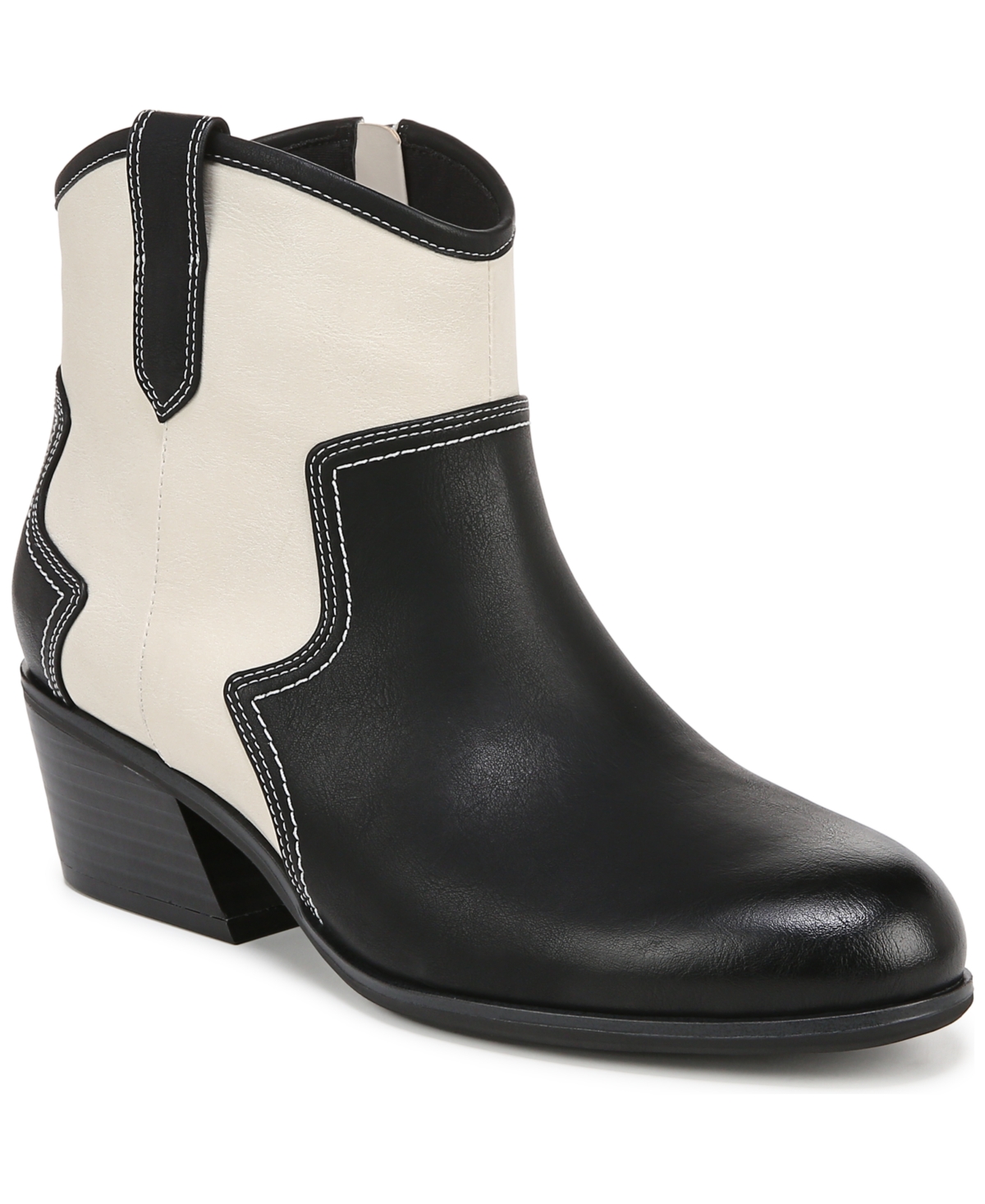 Shop Dr. Scholl's Women's Lasso Western Booties In Black,off White Faux Leather