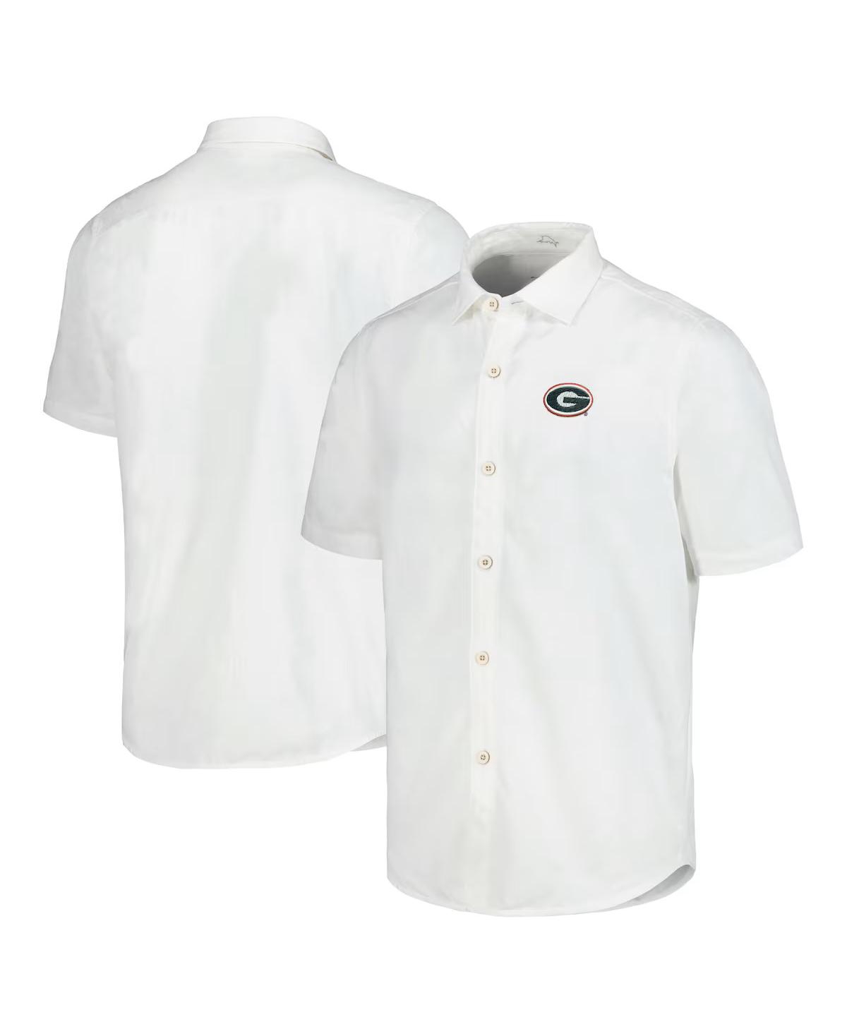 Men's White Georgia Bulldogs Coconut Point Palm Vista IslandZone Camp Button-Up Shirt - White