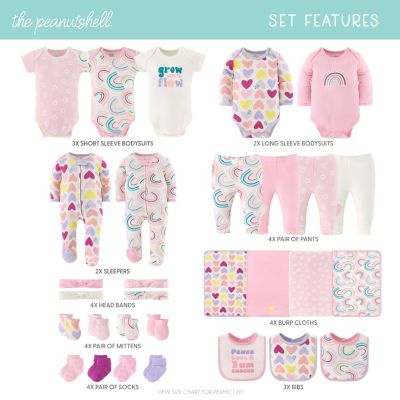 Baby Girls Layette Gift Set Girls, Pretty Sweet, 30 Essential Pieces, 0-3 Months