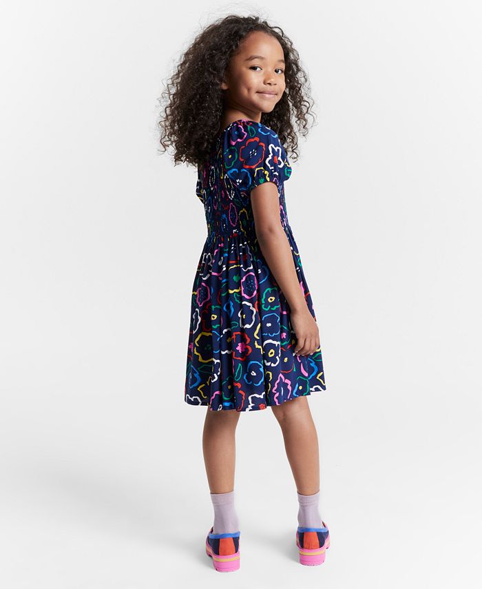Epic Threads Girls Inky Floral-Print Smocked Dress, Created for Macy's ...