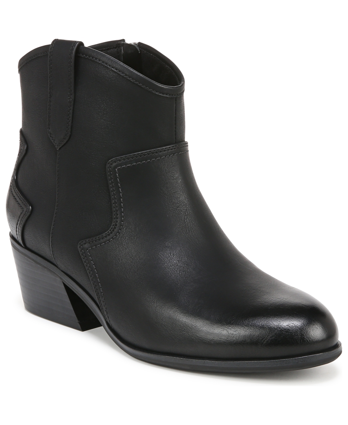 Women's Lasso Western Booties - Black/Off White Faux Leather