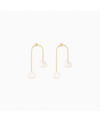 Sterling Silver 18k Gold Plated Mia Cultured Pearl Earrings