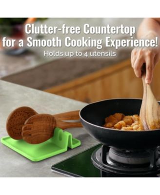 Silicone Utensil Rest with Drip Pad for Multiple Utensils