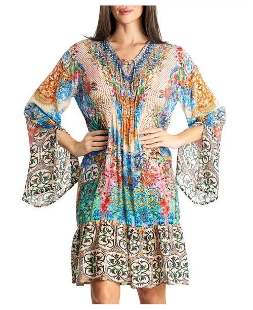 women's short long bell sleeves dress