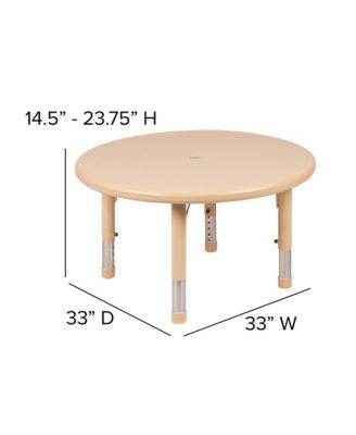 33" Round Plastic Height Adjustable Activity Table