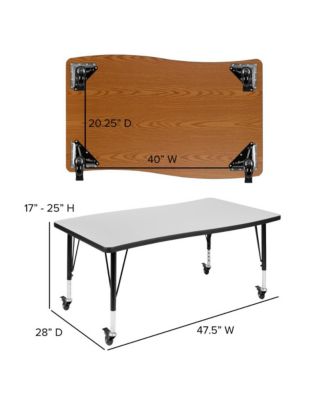 Mobile 28"Wx47.5"L Wave Flexible Collaborative Kids Adjustable Activity Table