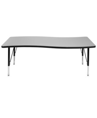26"W X 60"L Rectangle Wave Flexible Collaborative Kids Adjustable Activity Table