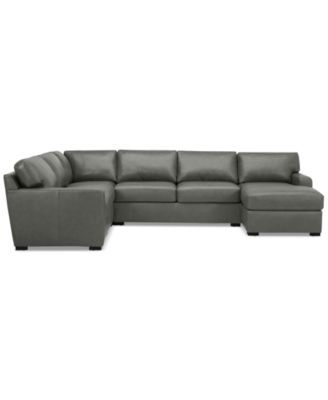 Radley 136" 5-Pc. Leather Square Corner Modular Chase Sectional