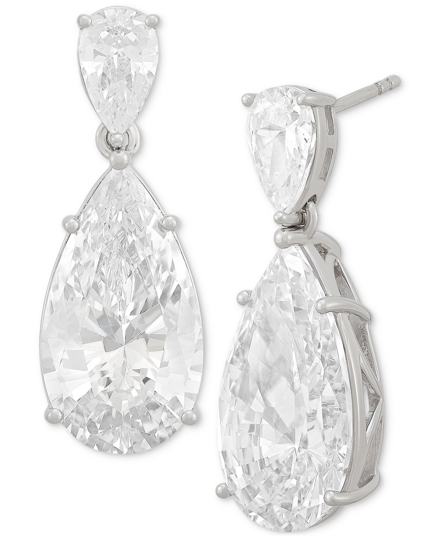 Cubic Zirconia Pear Drop Earrings in Sterling Silver