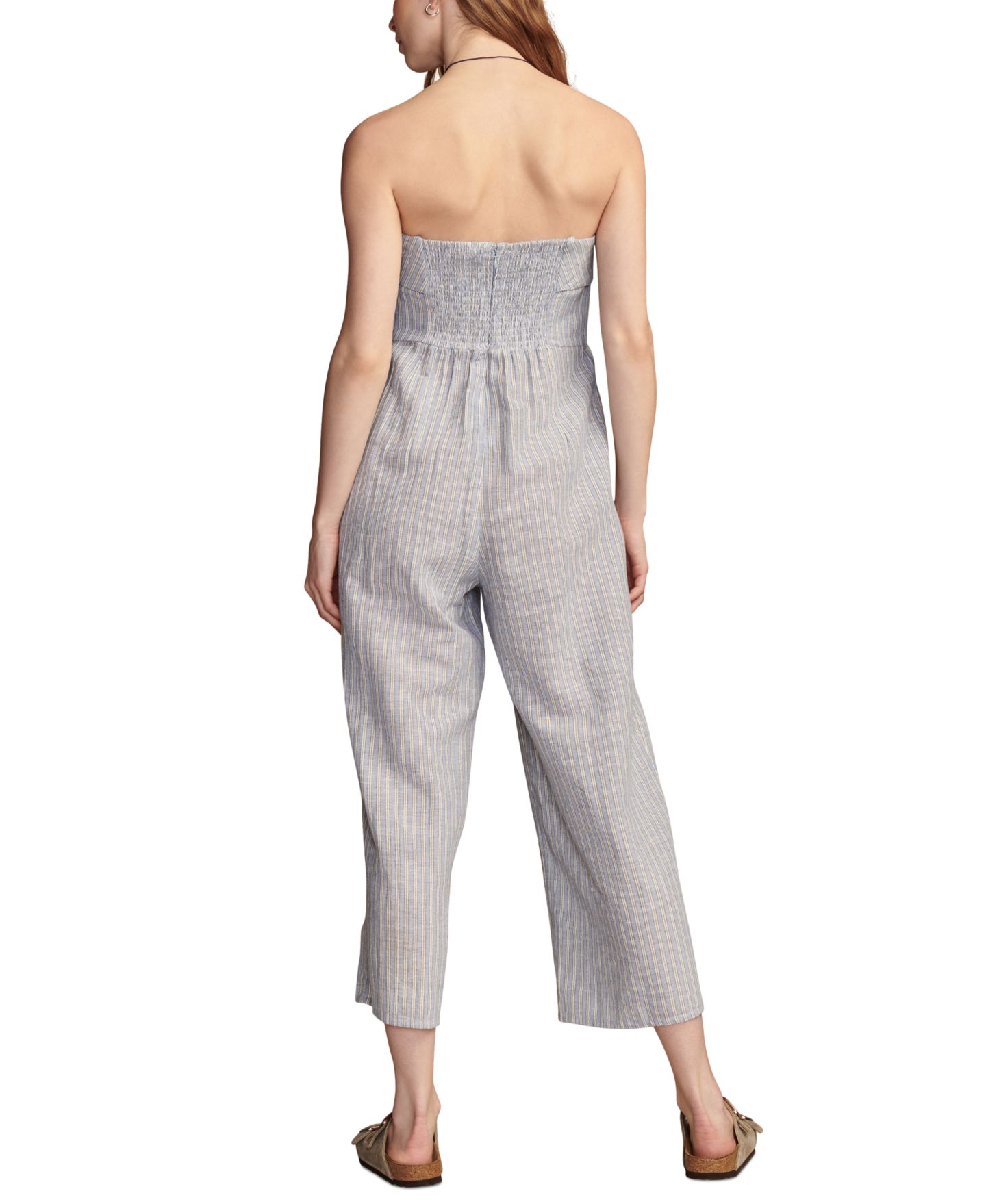 Женский комбинезон Lucky Brand Striped Strapless Cotton-Linen Cropped Jumpsuit, цвет: Синий полосатый — фото 2
