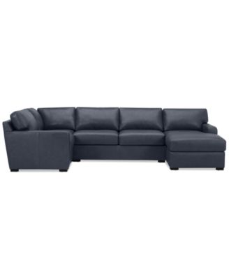 Radley 136" 4-Pc. Leather Square Corner Modular Chaise Sectional