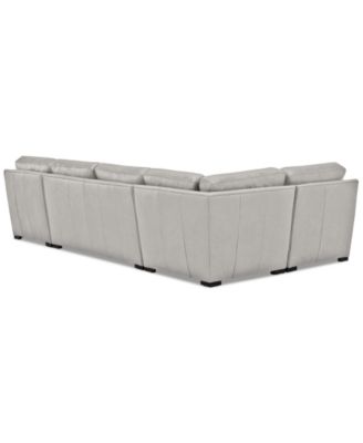 Radley 136" 4-Pc. Leather Square Corner Modular Chaise Sectional