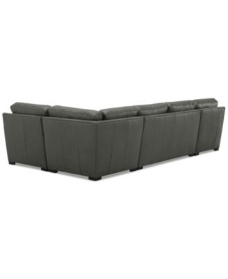 Radley 136" 4-Pc. Leather Square Corner Modular Chaise Sectional