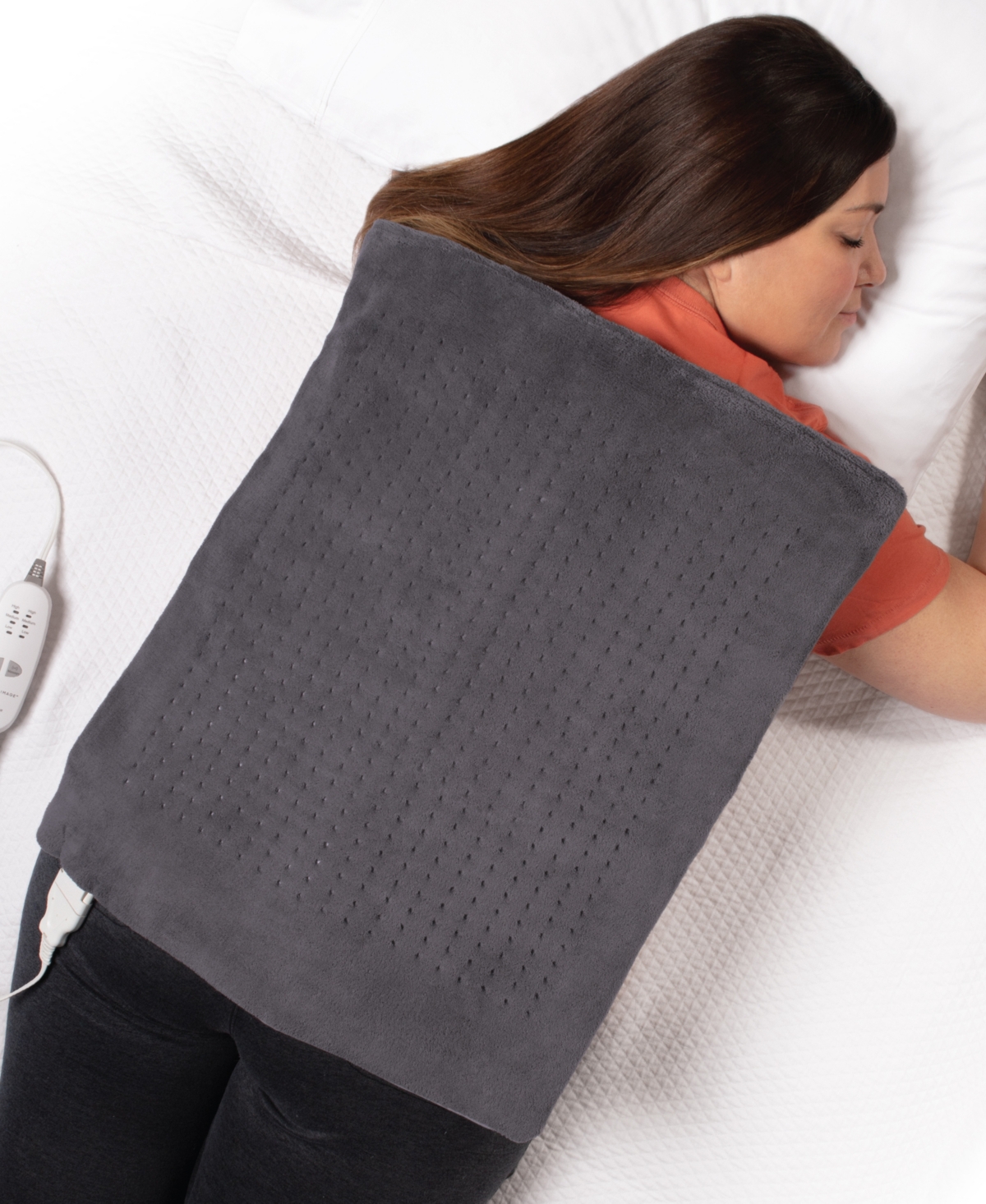 Sharper Image Calming Heat Massaging Weighted Heating Pad Xxl In Gray
