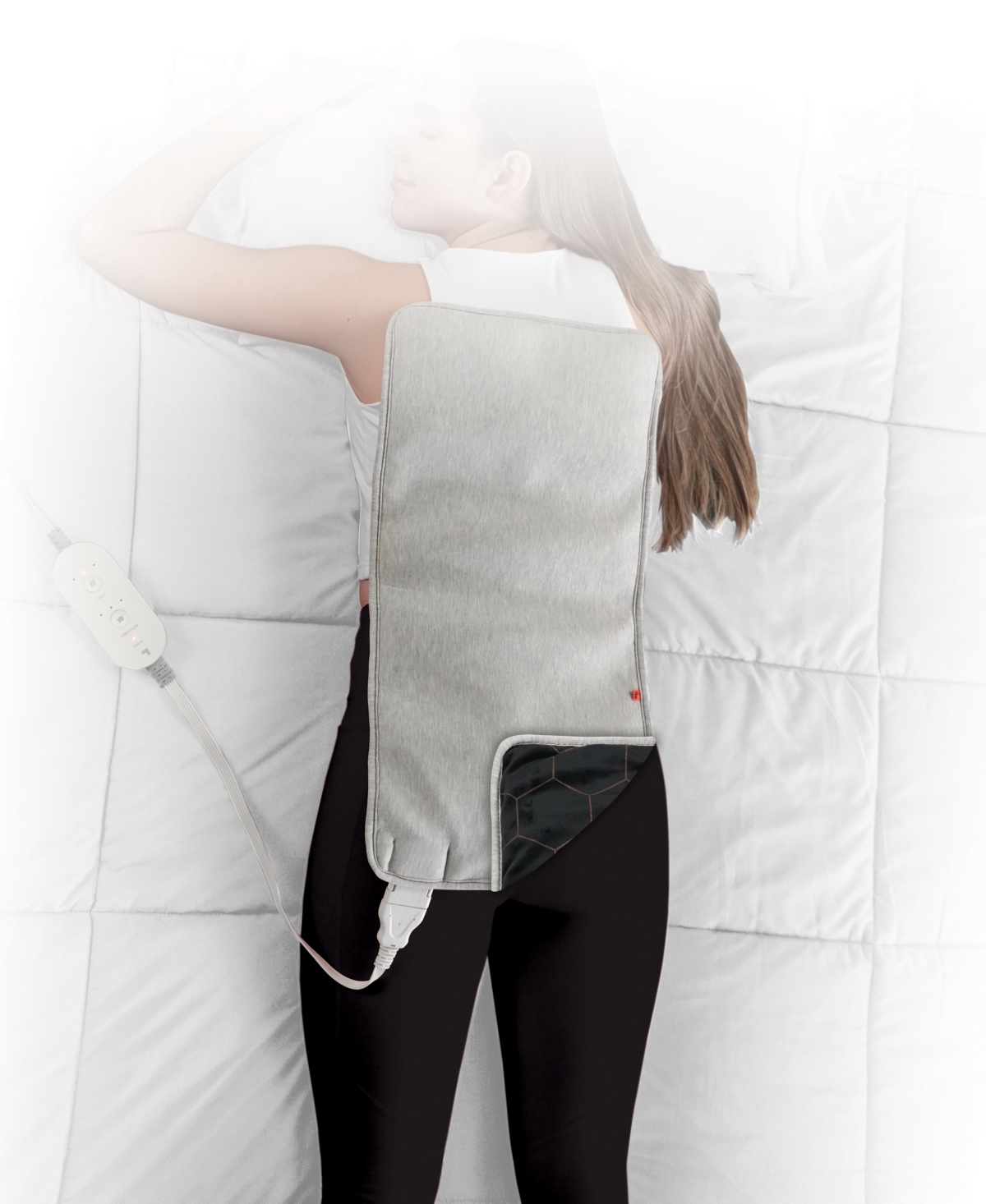 Sharper Image Calming Heat Massaging Weighted Heating Pad With Copper And Charcoal In Gray