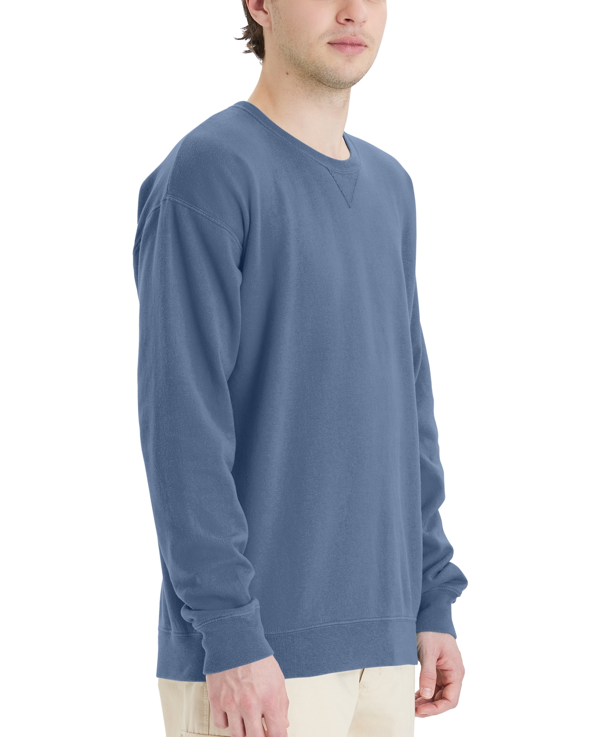 Shop Hanes Unisex Garment Dyed Fleece Sweatshirt In Blue