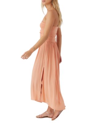 o'neill devyn midi dress O'NEILL Devyn Womens Smocked Strapless Midi Dress - IVORY - XL