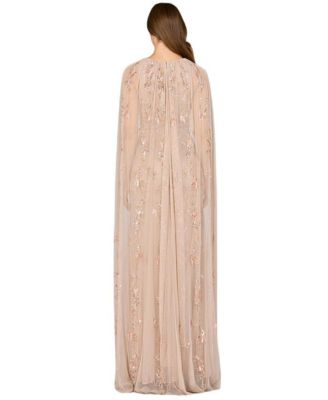 Women's Mermaid Beaded Dress with Long Cape