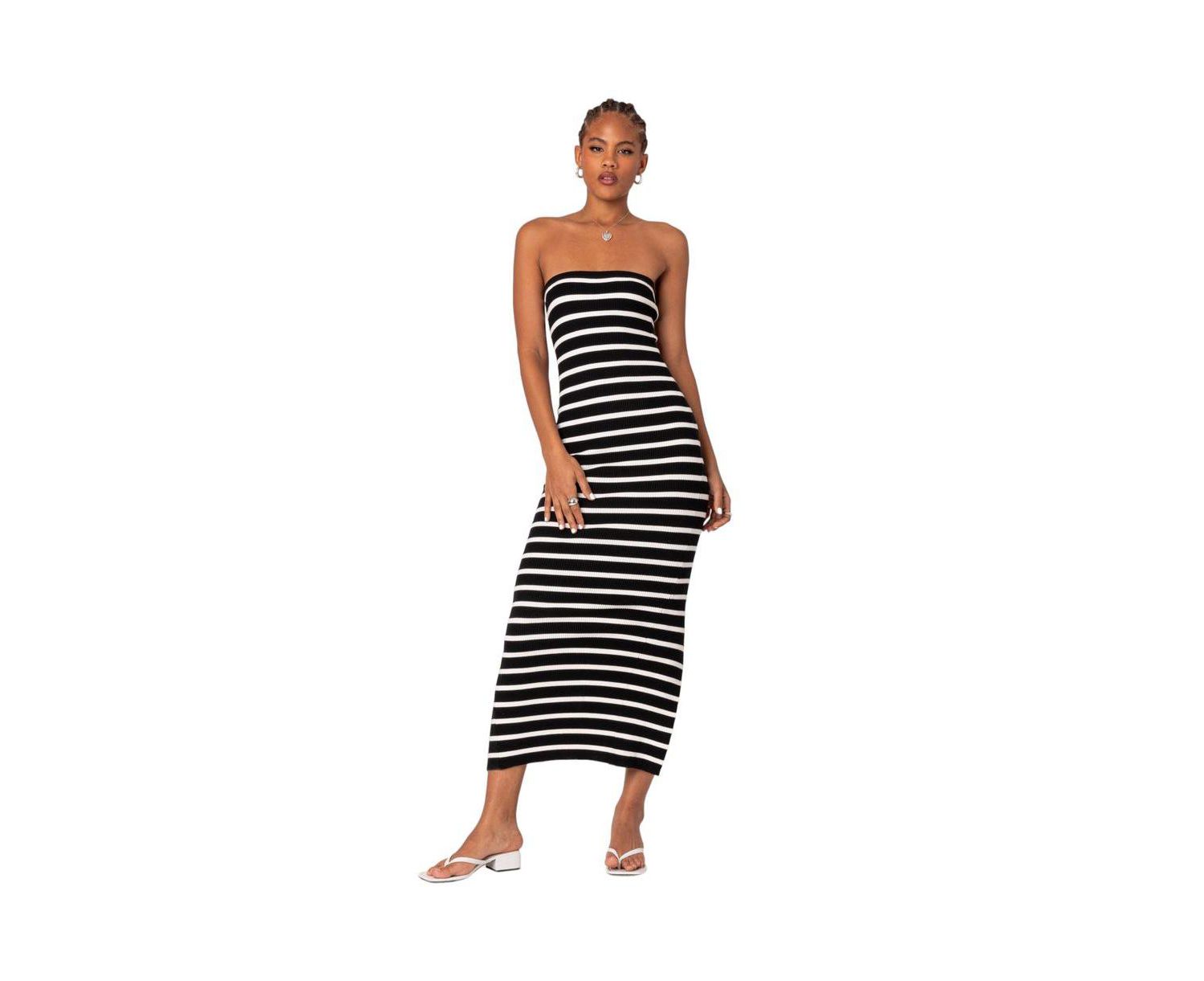 Women's Knit Back Slitted Maxi Dress