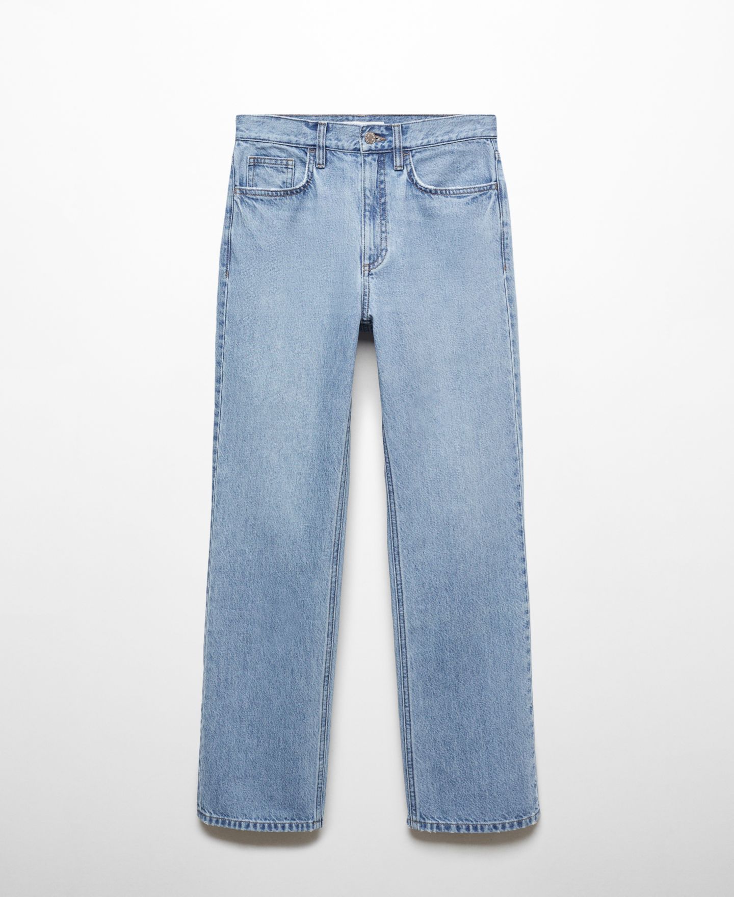 Женские джинсы Mango Mid-Rise Straight, цвет: Средний синий — фото 8