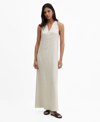 MANGO Women s V Neckline Linen Dress Macy s