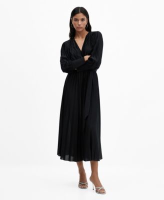 MANGO Women's Pleated Wrap Dress - Macy's