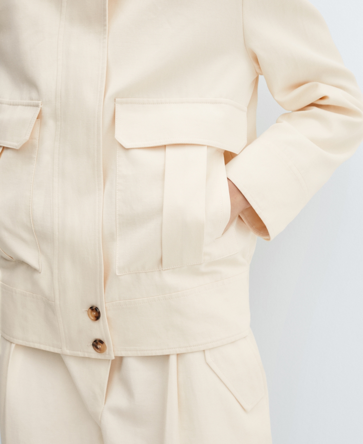 Shop Mango Women's Pocketed Cotton Jacket In Natural White