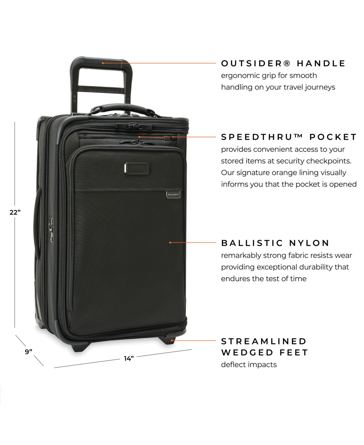 Сумка Briggs & Riley Baseline Tall Carry-On 2-Wheel Garment, цвет: Чёрный — фото 4