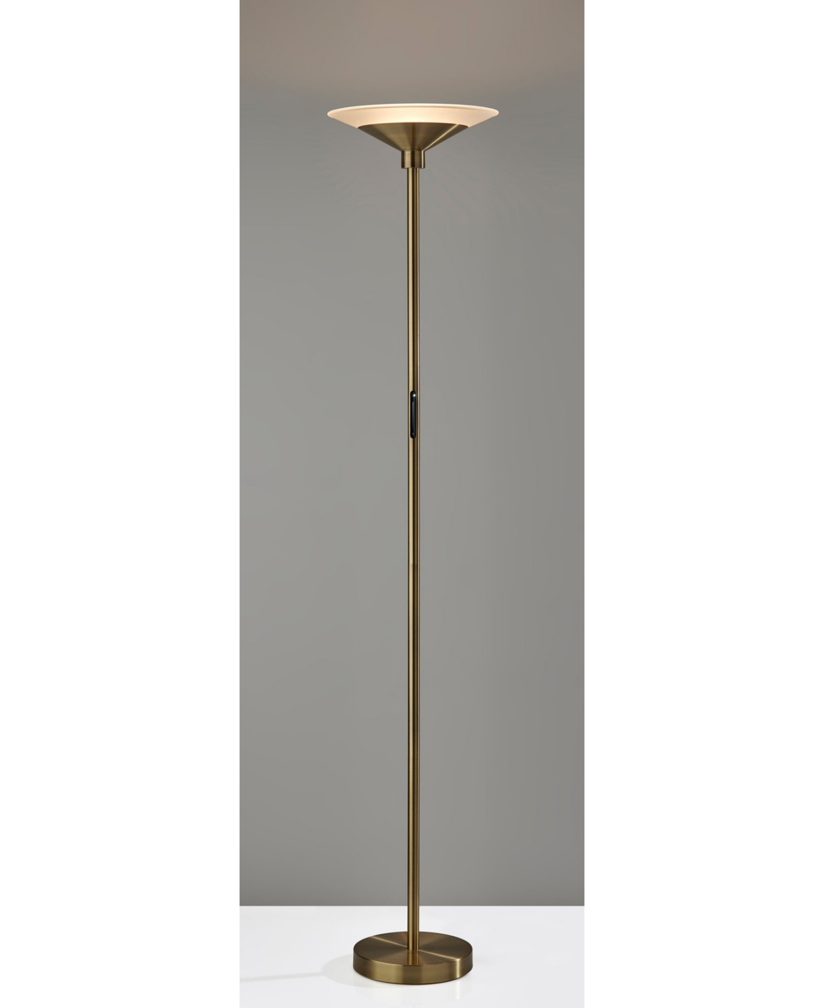 Adesso 71" Solar Led Torchiere In Antique-like Brass