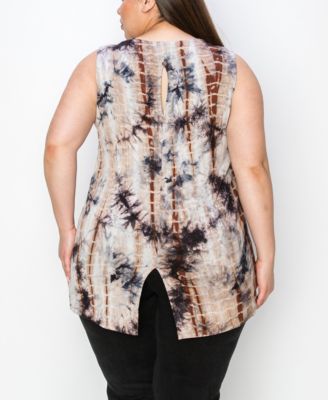 Plus Tie Dye Button Back Tank Top