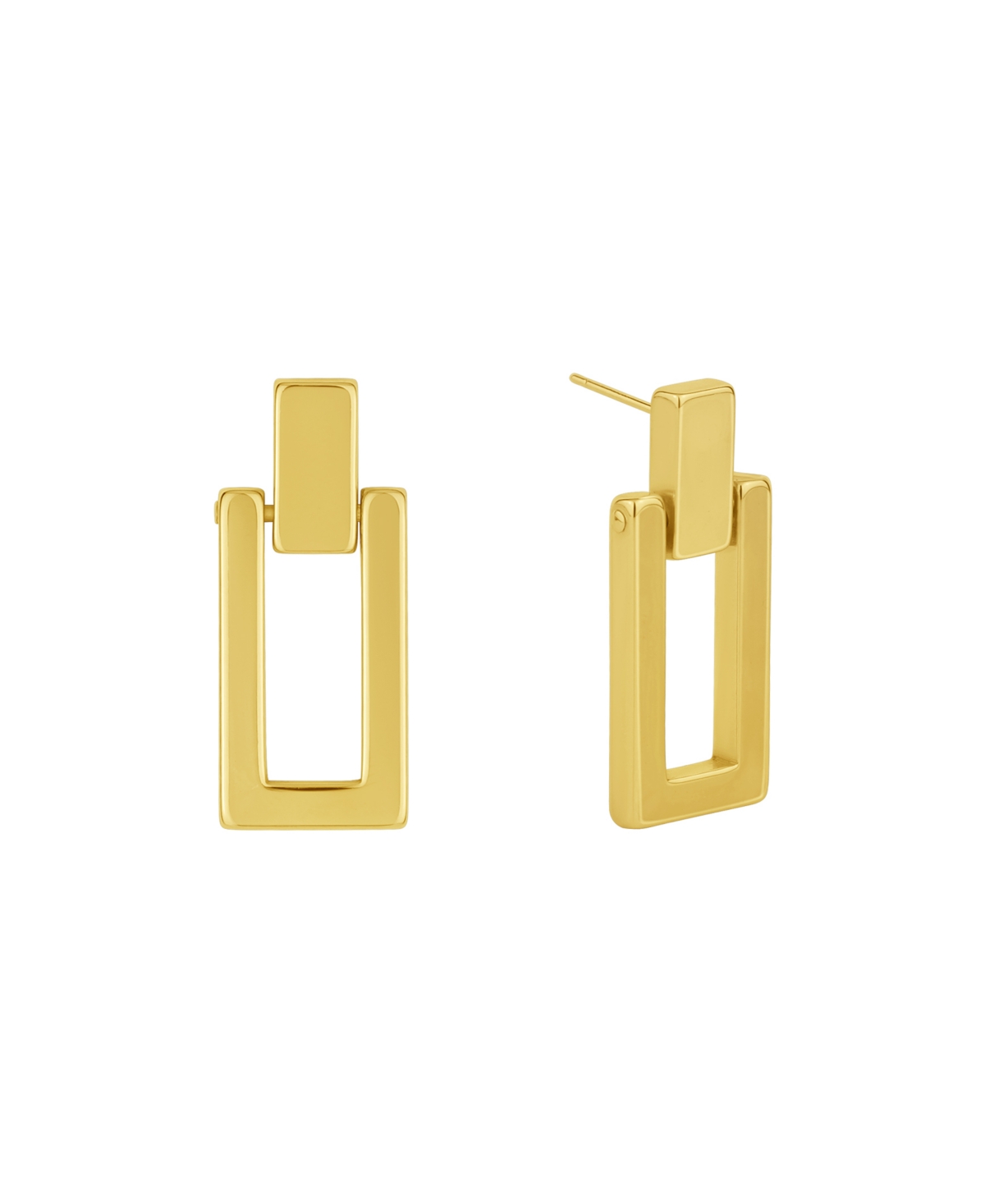 18K Gold Plated or Silver Plated Rectangle Post Drop Earring - Gold