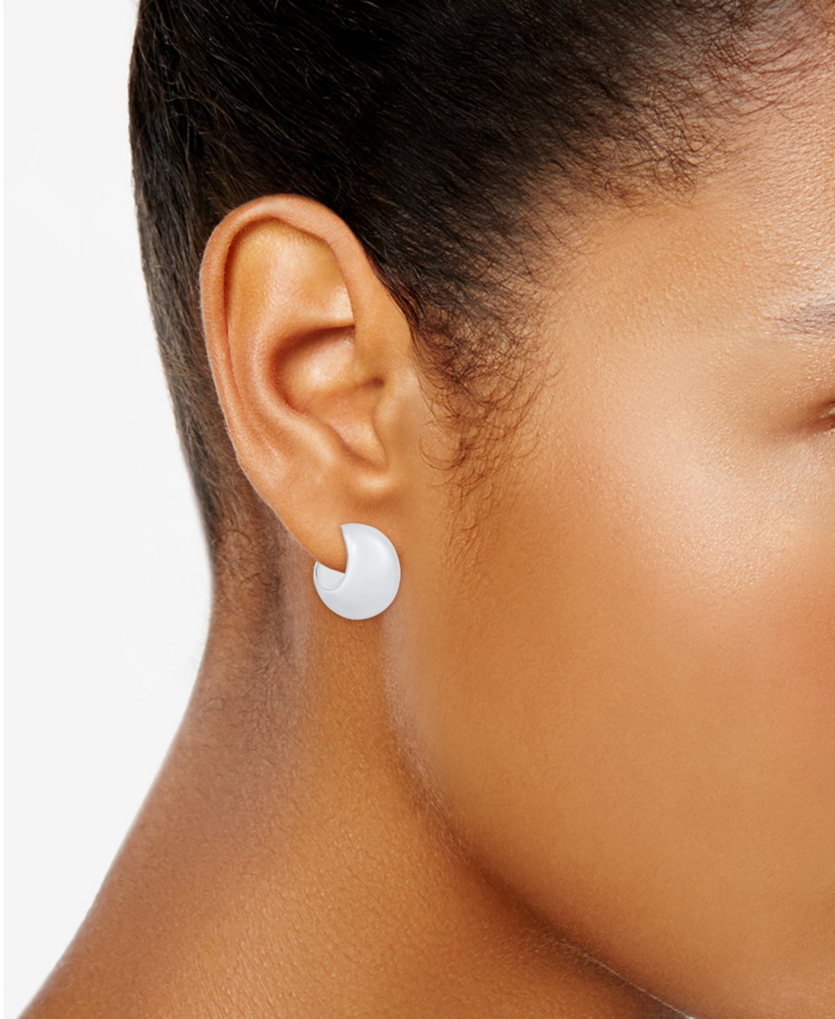 And Now This 18k Gold Plated Or Silver Plated Puff C Hoop Earring In Silver