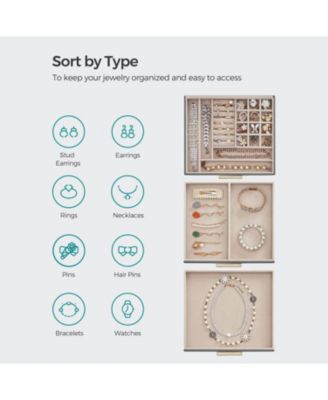 Multi-Layer Jewelry Organizer Storage Box for Rings, Necklaces