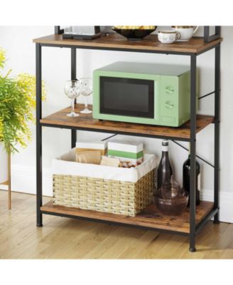 6-tier Industrial Baker's Rack Microwave Oven Stand With 6 Hooks And Metal Frame