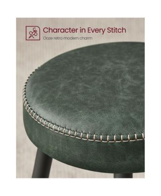 Counter Stools Set Of 2, Kitchen Stools, Breakfast Stools, Synthetic Leather With Stitching