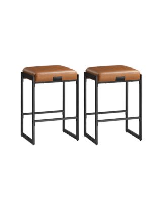 Counter Height Bar Stools Set of 2, Synthetic Leather with Stitching