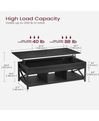 Lift-Top Industrial Coffee Table with Hidden Compartments for Small Spaces