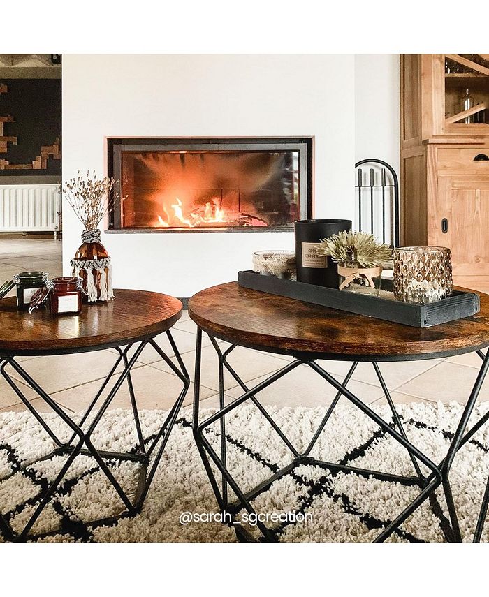 Slickblue Set Of 2 Industrial Nesting Coffee Table Set - Macy's
