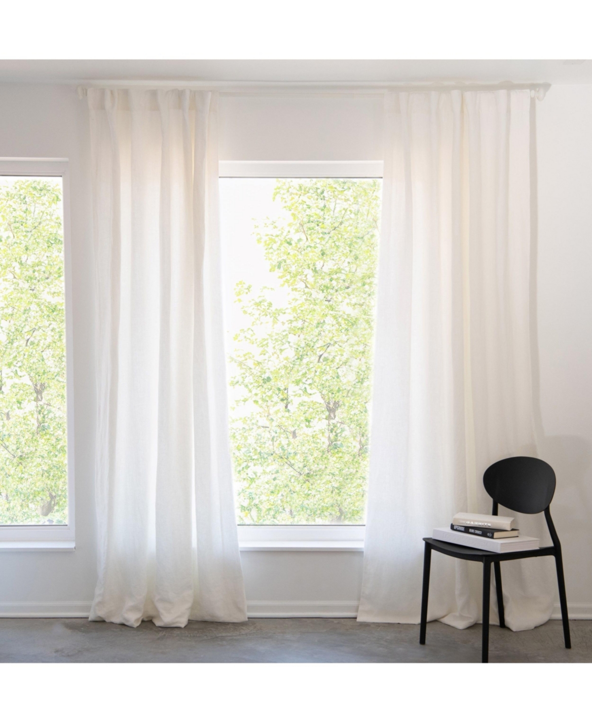 100% French Linen Window Curtain Set - Pebble heather