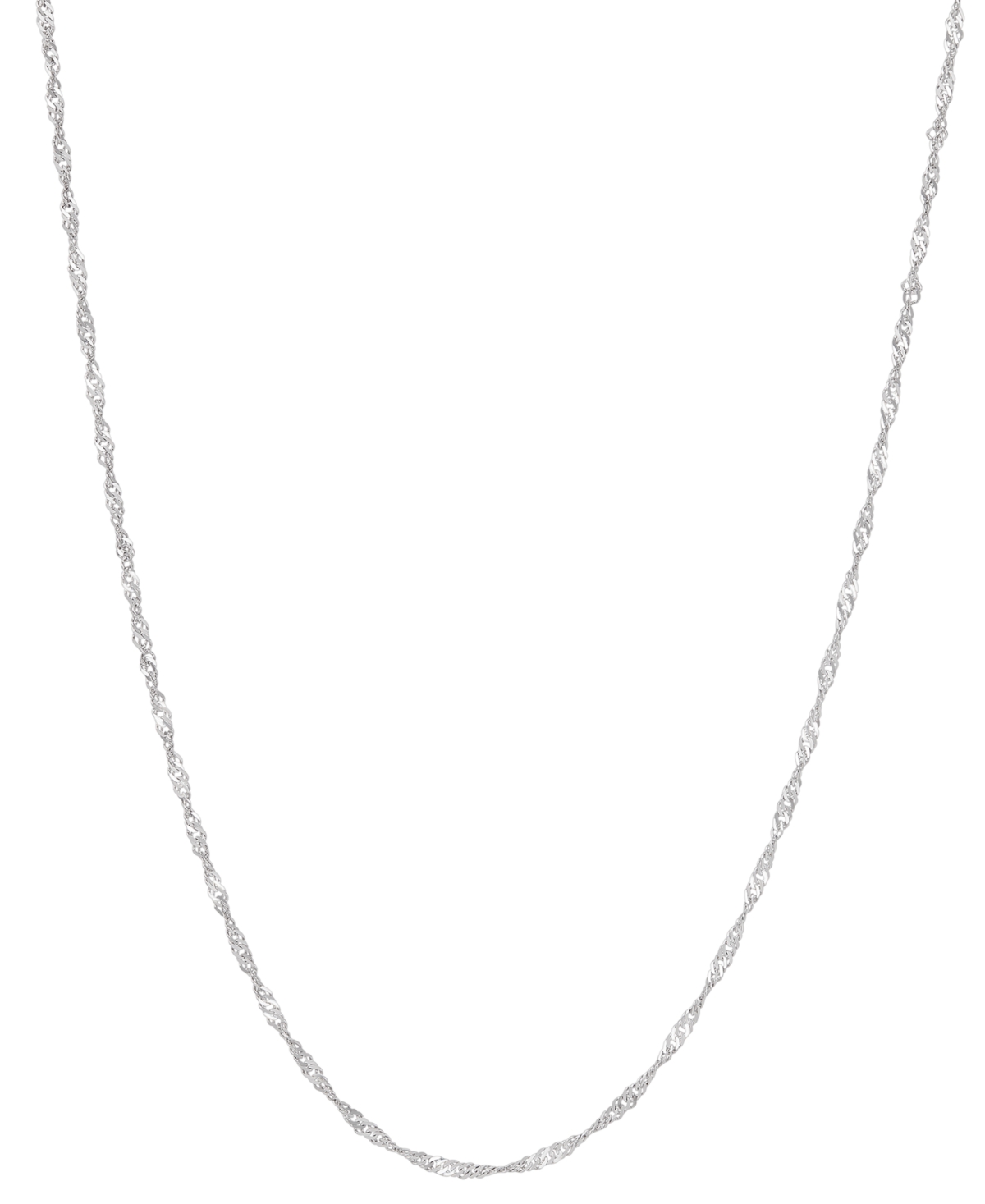 Singapore Chain 24" Strand Necklace (1-1/3mm) in 14k White Gold - White Gold