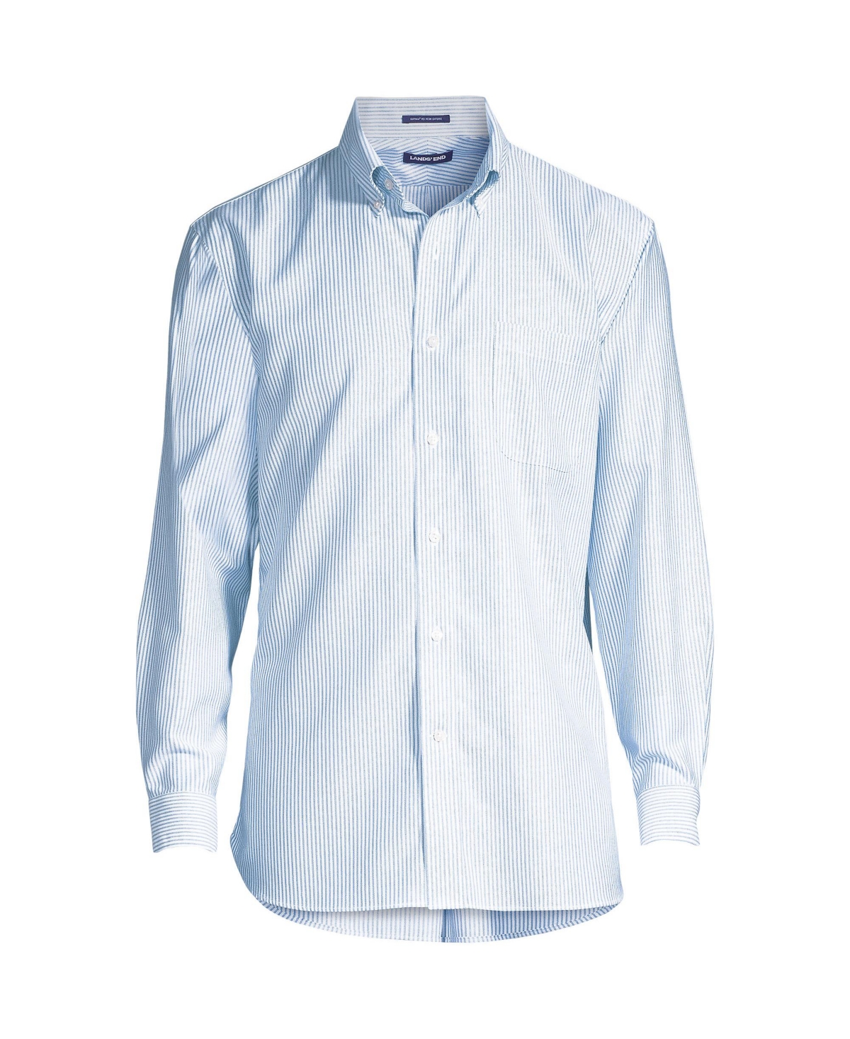 Big & Tall Traditional Fit Pattern No Iron Supima Oxford Dress Shirt - Deep sea navy stripe