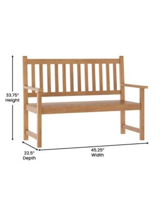 Andover Indoor/Outdoor Patio Bench/Dual-Person Loveseat With Slatted Acacia Wood Design For Use In Sunroom, Backyard, Porch, Or Garden