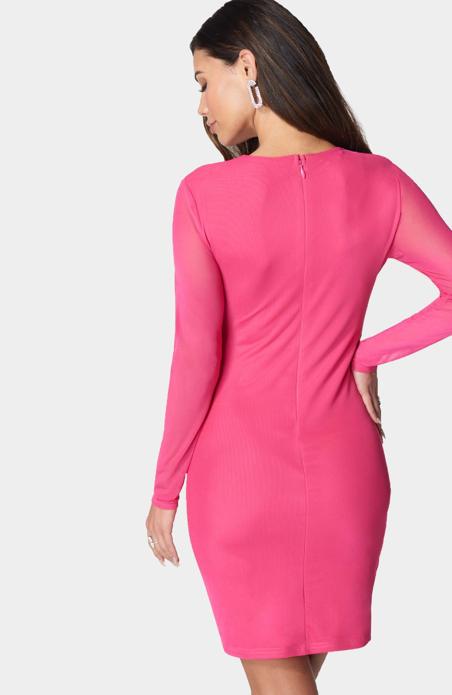 Women's Button Detail Mesh Midi Dress