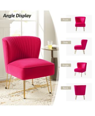 Modern Armless Accent Chair with Golden Metal Legs for Small Spaces