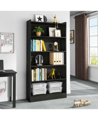 72-inch Tall Bookcase, Modern 6-Tier Black Library Bookshelf with Storage Shelves, Large Open Bookcases Wood Shelving Unit for Bedroom Living Room Office (Black)