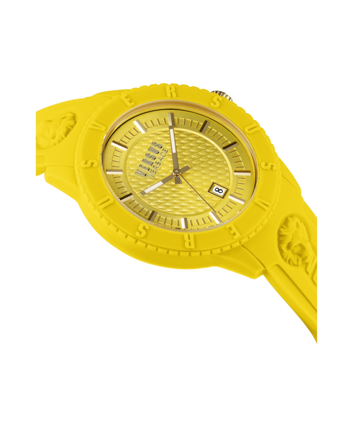 Versus Mens Tokyo Silicone Date Quartz Yellow Silicone Strap 43mm In Yellow